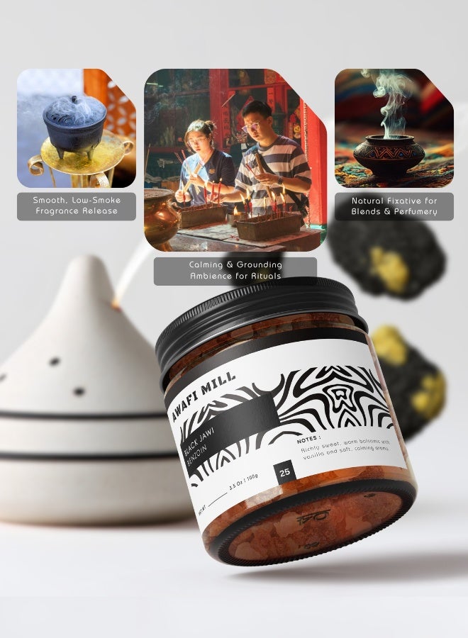 AWAFI MILL Black Jawi (Benzoin) Incense Resin 100 g (3.5 Oz) - Pack of 5 | Luban Jawi Dark Benzoin from Styrax spp. - Image 2